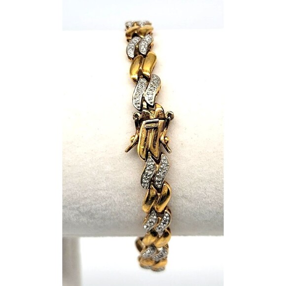 Gold Vermeil Over Sterling Silver Link Bracelet 7.5" Stamped 925 China Elegant - Picture 3 of 17